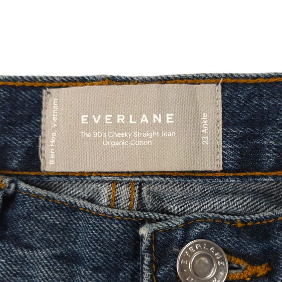 NWOT Everlane The 90s Cheeky Button Fly Straight Leg Ankle Jean Sz. 23x26 Abyss - Picture 5 of 11